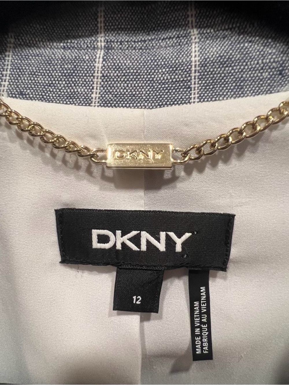 DKNY Blue/Gray Pinstripe Single-Button Blazer - Picture 3 of 5